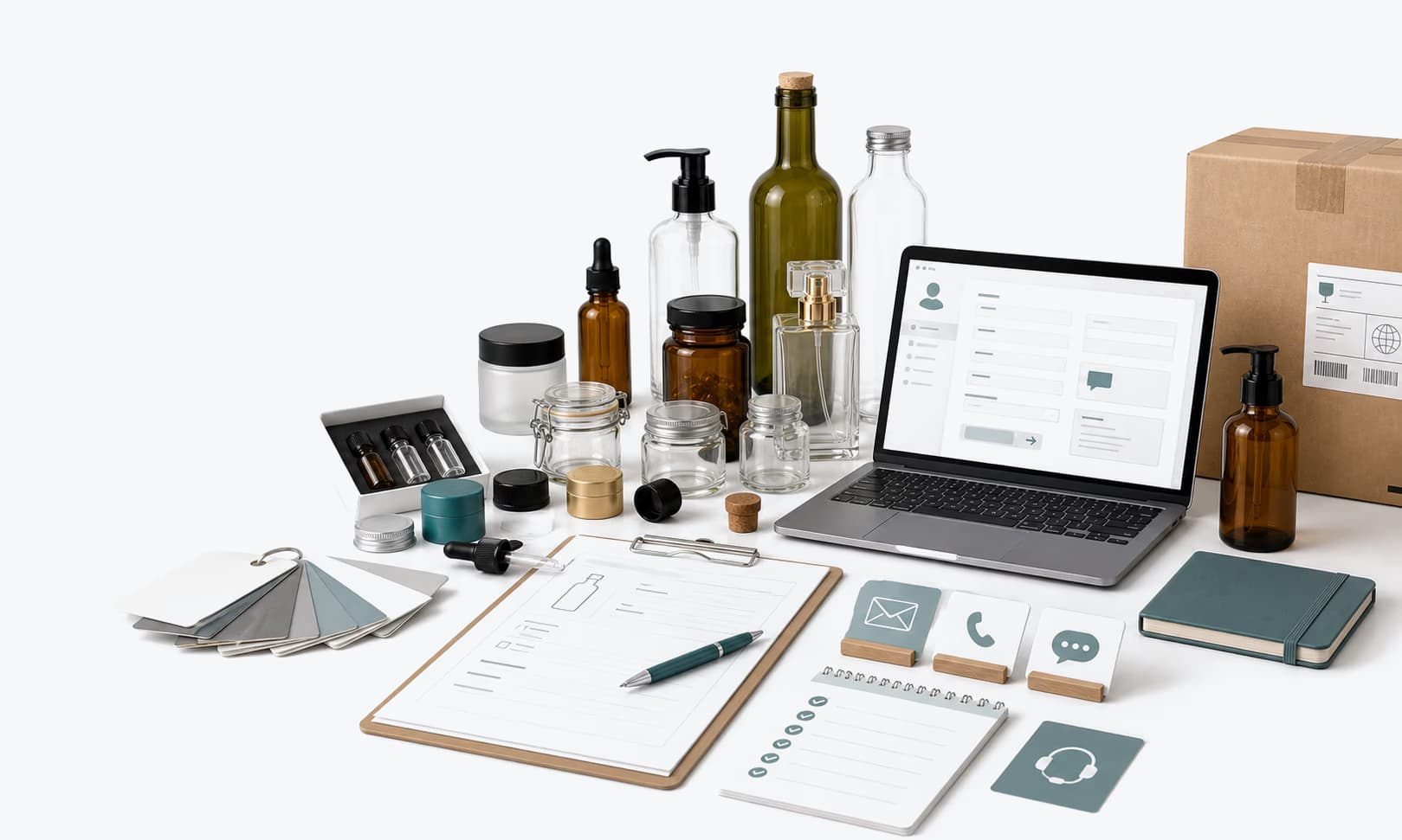 Glass packaging contact and inquiry preparation workspace