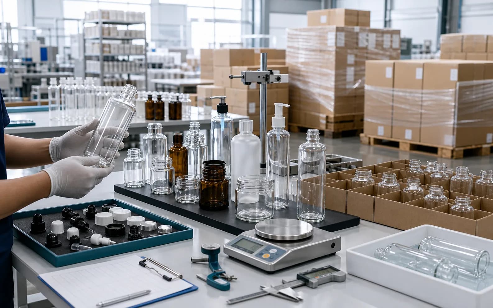 Glass packaging inspection and export packing area